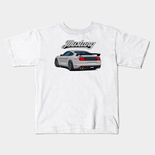 Rear Car Mustang grey Kids T-Shirt